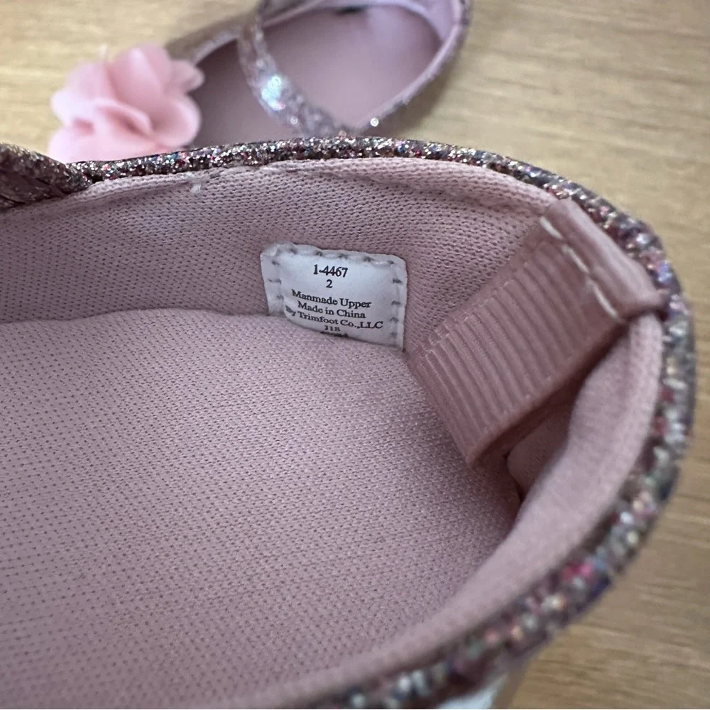 Baby Deer by Trimfoot Pink Glitter Dress Shoes with Flower size 2